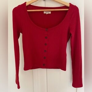 Madewell Long Sleeve Scoop Neck Ribbed Fine Knit Sweater | S
